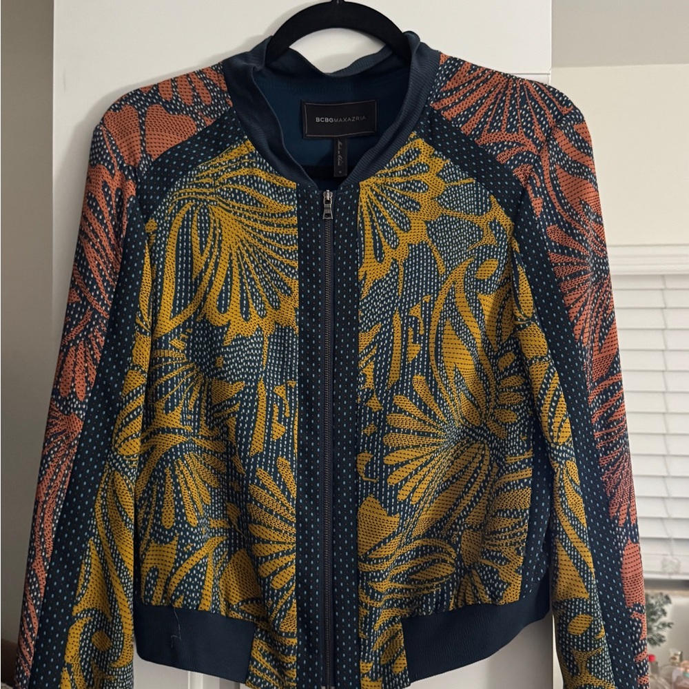 BCBGMaxAzria Multicolor Patterned Bomber Jacket